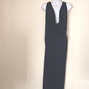 RILLER Black Draped V Neck Sleeveless Long Dress Size 1